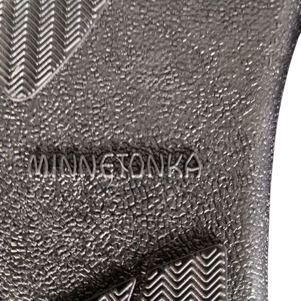 Minnetonka Suede Real Sheepskin Slipper Boots Womens 10 Black Fur Lining - Picture 13 of 14